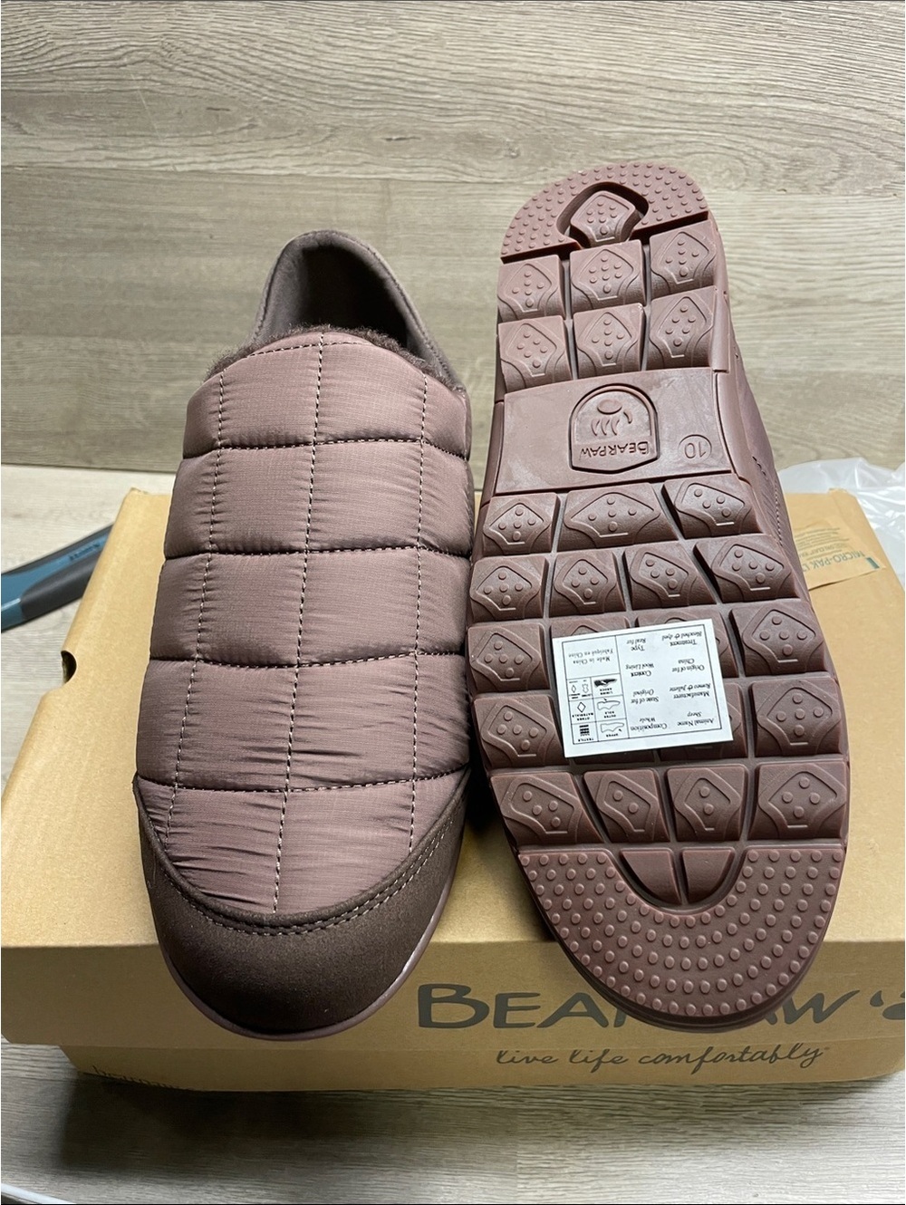 BearPaw Quilted Slip-On Loafers in Mauve Brown #240